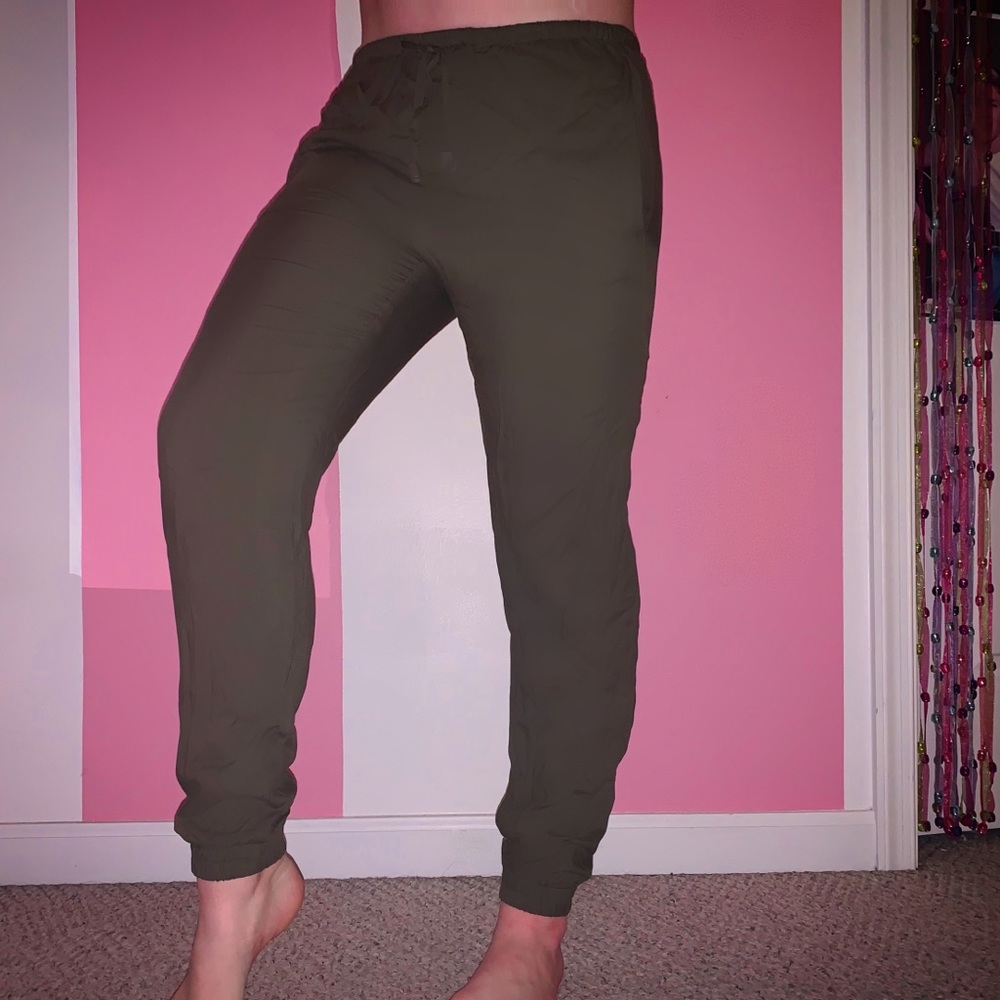 Olive green dress joggers